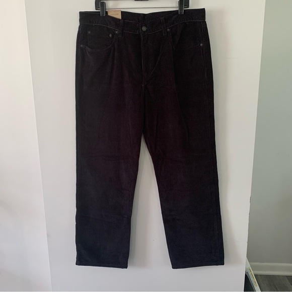 Levi’s Low Pro Mid Rise Straight Leg Corduroy Pants Black Womens 33x30 - Picture 1 of 8